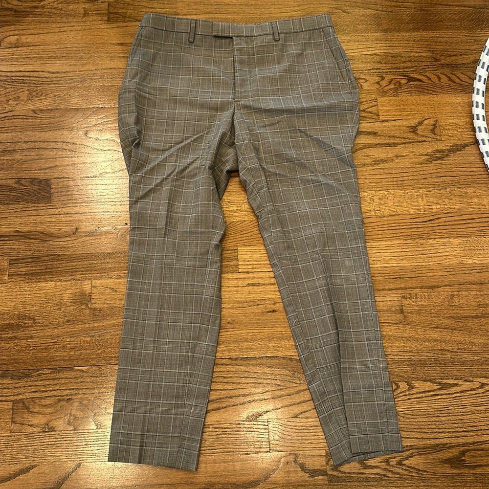banana republic dress pants stretch check 34 x 30 slim fit wrinkle resistant